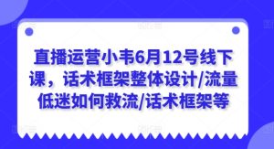 直播运营小韦6月12号线下课,话术框架整体设计/流量低迷如何救流/话术框架等-成可创学网
