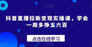 抖音直播拉新变现实操课,学会一周多挣五六百-成可创学网