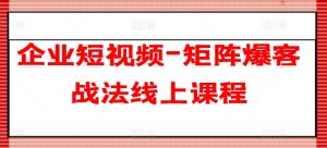 企业短视频-矩阵爆客战法线上课程-成可创学网