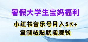 暑假大学生宝妈福利，小红书音乐号月入5000+，复制粘贴就能赚钱【揭秘】-成可创学网