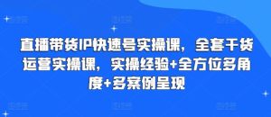 直播带货IP快速号实操课,全套干货运营实操课,实操经验+全方位多角度+多案例呈现-成可创学网