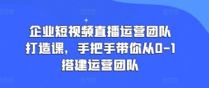 企业短视频直播运营团队打造课,手把手带你从0-1搭建运营团队-成可创学网