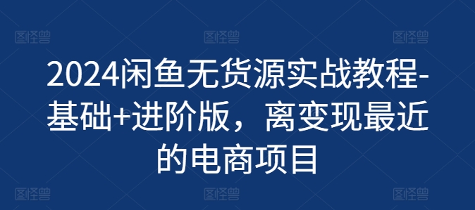 2024闲鱼无货源实战教程-基础+进阶版，离变现最近的电商项目-成可创学网