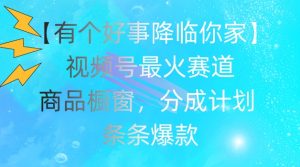 【有个好事降临你家】视频号爆火赛道,商品橱窗,分成计划,条条爆款【揭秘】-成可创学网