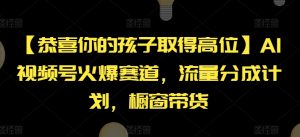 【恭喜你的孩子取得高位】AI视频号火爆赛道，流量分成计划，橱窗带货【揭秘】-成可创学网