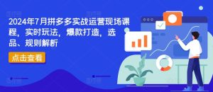 2024年7月拼多多实战运营现场课程,实时玩法,爆款打造,选品、规则解析-成可创学网