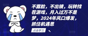 不露脸,不出镜,玩转找茬游戏,月入过万不是梦,2024年风口爆发,抓住机遇【揭秘】-成可创学网