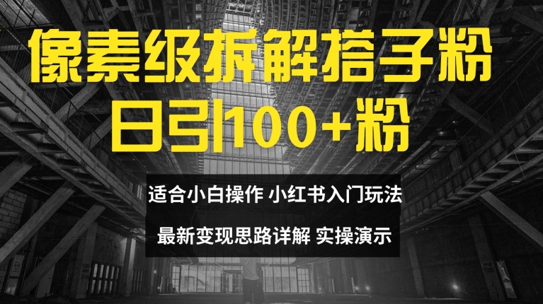 像素级拆解搭子粉，日引100+，小白看完可上手，最新变现思路详解【揭秘】-成可创学网