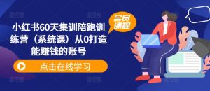 小红书60天集训陪跑训练营(系统课)从0打造能赚钱的账号-成可创学网