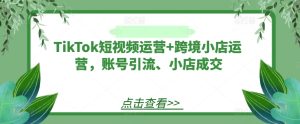 TikTok短视频运营+跨境小店运营，账号引流、小店成交-成可创学网