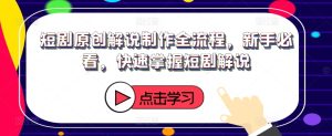 短剧原创解说制作全流程,新手必看,快速掌握短剧解说-成可创学网