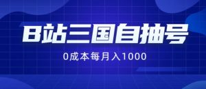 B站三国自抽号项目,0成本纯手动,每月稳赚1000【揭秘】-成可创学网