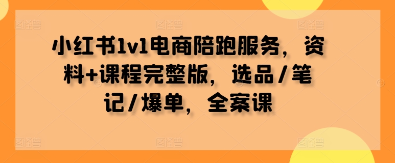 小红书1v1电商陪跑服务，资料+课程完整版，选品/笔记/爆单，全案课-成可创学网