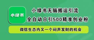 小绿书无脑搬运引流，全自动日引500精准创业粉，微信生态内又一个闷声发财的机会【揭秘】-成可创学网