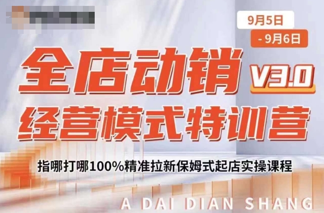 全店动销经营模式特训营，指哪打哪100%精准拉新保姆式起店实操课程-成可创学网