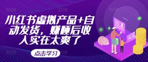小红书虚拟产品+自动发货,赚睡后收入实在太爽了-成可创学网