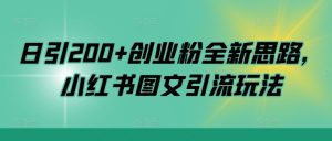 日引200+创业粉全新思路，小红书图文引流玩法【揭秘】-成可创学网