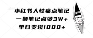 小红书人性痛点笔记,一条笔记点赞3W+,单日变现1k-成可创学网
