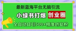 最新蓝海平台无脑引流,小绿书打爆创业圈,全自动日引500+精准创业粉-成可创学网