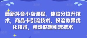 最新抖音小店课程,体验分拉升技术,商品卡引流技术,投流效果优化技术,精选联盟引流技术-成可创学网