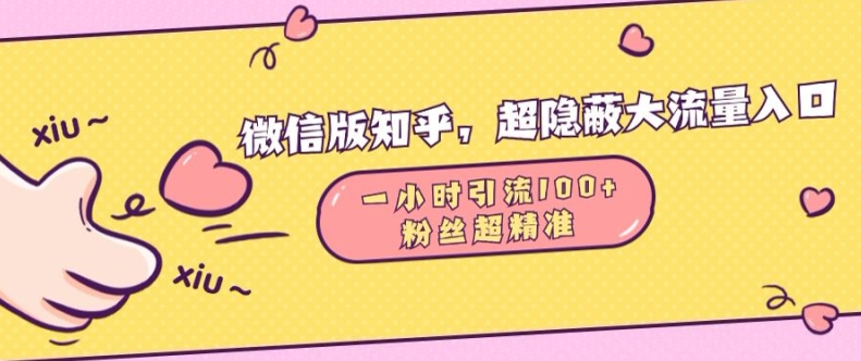微信版知乎，超隐蔽流量入口1小时引流100人，粉丝质量超高【揭秘】-成可创学网