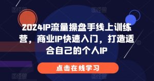 2024IP流量操盘手线上训练营,商业IP快速入门,打造适合自己的个人IP-成可创学网