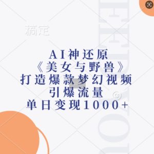 AI神还原《美女与野兽》,打造爆款梦幻视频,引爆流量,单日变现1k-成可创学网