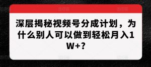 深层揭秘视频号分成计划,为什么别人可以做到轻松月入1W+?-成可创学网