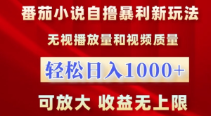 番茄小说自撸暴利新玩法,无视播放量,轻松日入1k,可放大,收益无上限【揭秘】-成可创学网