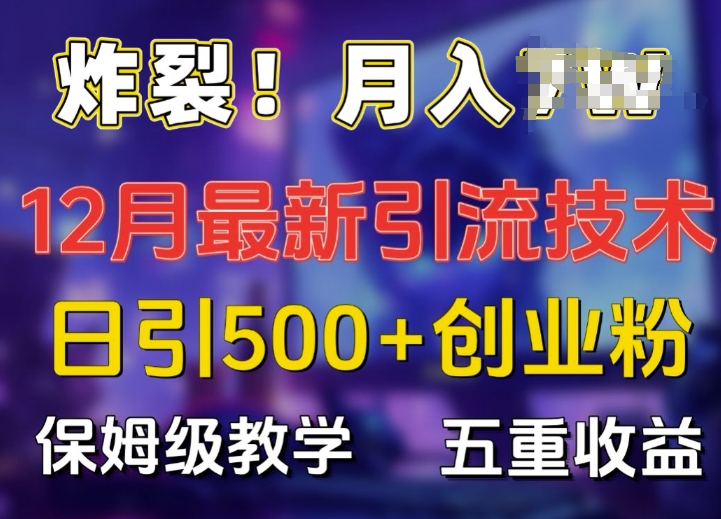 炸裂!揭秘12月最新日引流500+精准创业粉，多重收益保姆级教学-成可创学网