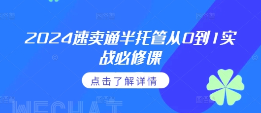 2024速卖通半托管从0到1实战必修课，掌握通投广告打法、熟悉速卖通半托管的政策细节-成可创学网