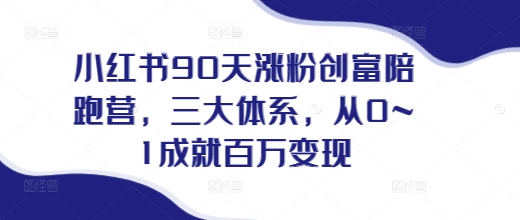 小红书90天涨粉创富陪跑营，​三大体系，从0~1成就百万变现，做小红书的最后一站-成可创学网