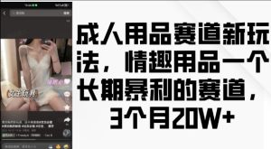 成人用品赛道新玩法,情趣用品一个长期暴利的赛道,3个月收益20个【揭秘】-成可创学网