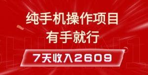 纯手机操作的小项目，有手就能做，7天收入2609+实操教程【揭秘】-成可创学网
