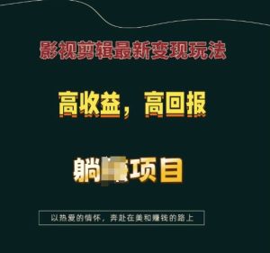 影视剪辑最新变现玩法，高收益，高回报，躺Z项目【揭秘】-成可创学网