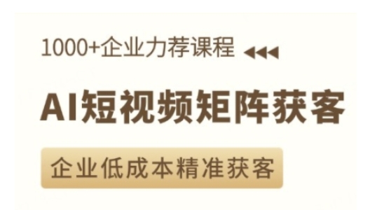 AI短视频矩阵获客实操课，企业低成本精准获客-成可创学网