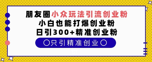 朋友圈小众玩法引流创业粉，小白也能打爆创业粉，日引300+精准创业粉【揭秘】-成可创学网