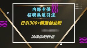 内部招聘渠道日引流300+创业粉，加爆你的微信【揭秘】-成可创学网