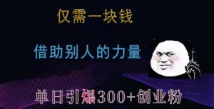 仅需一块钱,借助别人的力量,单日引爆300+创业粉、兼职粉【揭秘】-成可创学网