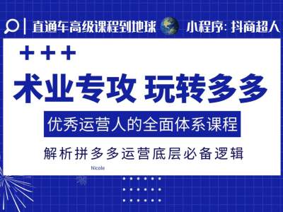 术业专攻玩转多多，优秀运营人的全面体系课程，解析拼多多运营底层必备逻辑-成可创学网