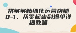 拼多多精细化运营店铺0-1，从零起步到爆单详细教程-成可创学网