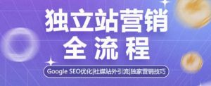独立站营销全流程，Google SEO优化，社媒站外引流，独家营销技巧-成可创学网
