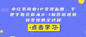 小红书商业IP变现私教,手把手教会你从0-1制作短视频到变现的全过程-成可创学网
