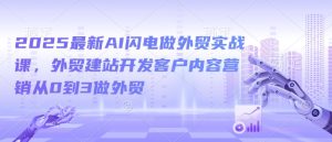 2025最新AI闪电做外贸实战课,外贸建站开发客户内容营销从0到3做外贸-成可创学网