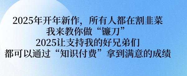 2025年开年新作，所有人都在割韭菜，我来教你做“镰刀” 2025让支持我的好兄弟们都可以通过“知识付费”拿到满意的成绩【揭秘】-成可创学网