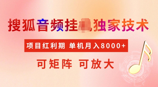 首发搜狐音频挂JI，项目红利期，可矩阵可放大，稳定月入5k【揭秘】-成可创学网