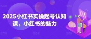 2025小红书实操起号认知课，小红书的魅力-成可创学网