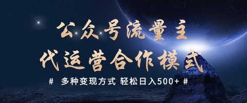 公众号流量主代运营  多种变现方式 轻松日入5张【揭秘】-成可创学网