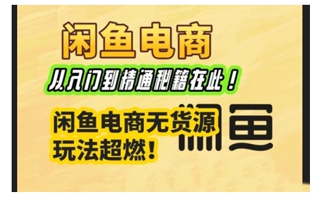 闲鱼电商实战课，从入门到精通秘籍在此，闲鱼电商无货源玩法超燃!-成可创学网
