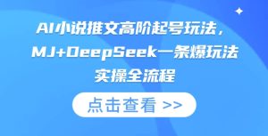 AI小说推文高阶起号玩法，MJ+DeepSeek一条爆玩法实操全流程-成可创学网